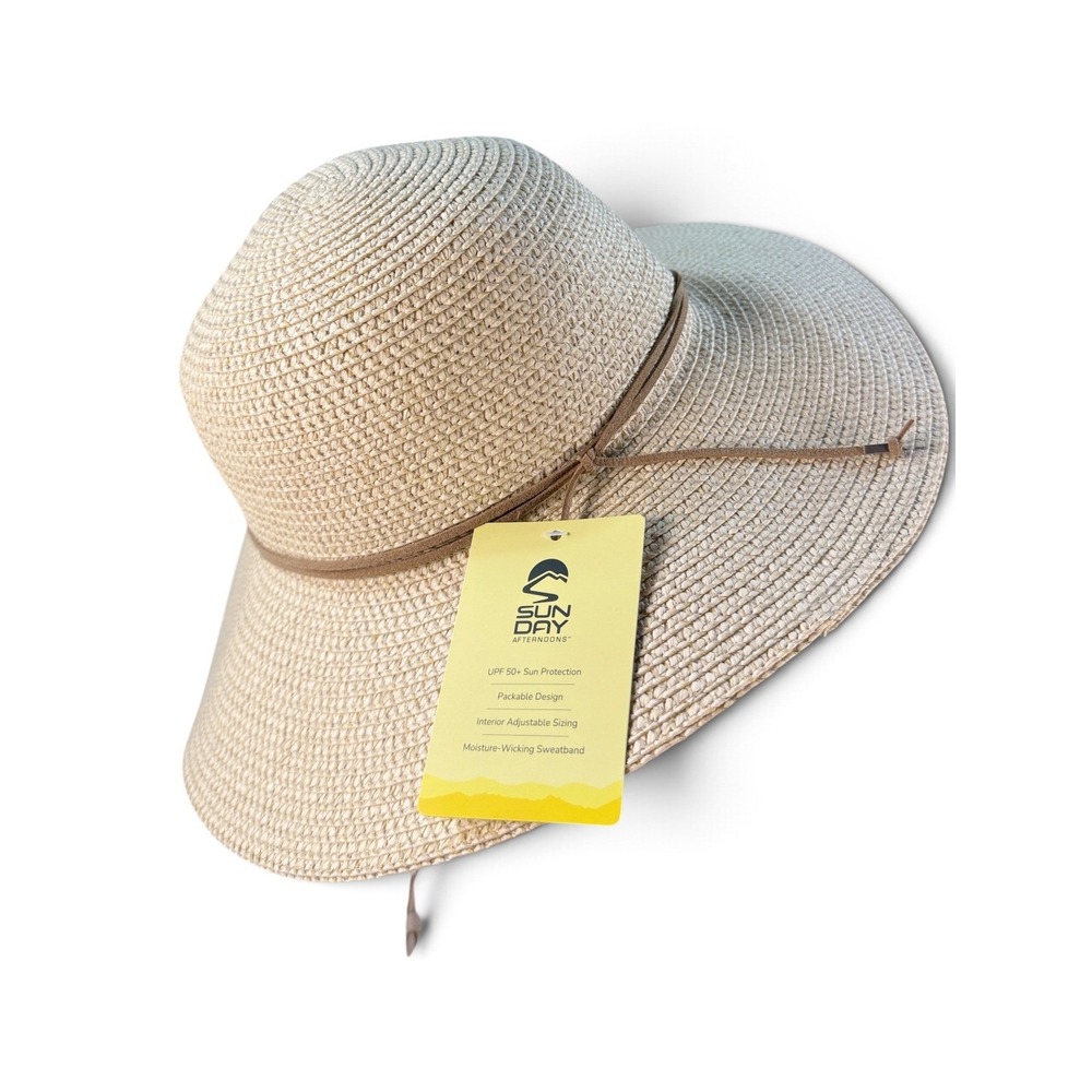 Sunday Afternoons Sol Seeker Women's Wide Brim Sun Hat UPF 50+ Natural NWT